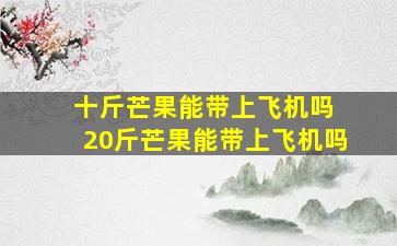 十斤芒果能带上飞机吗 20斤芒果能带上飞机吗